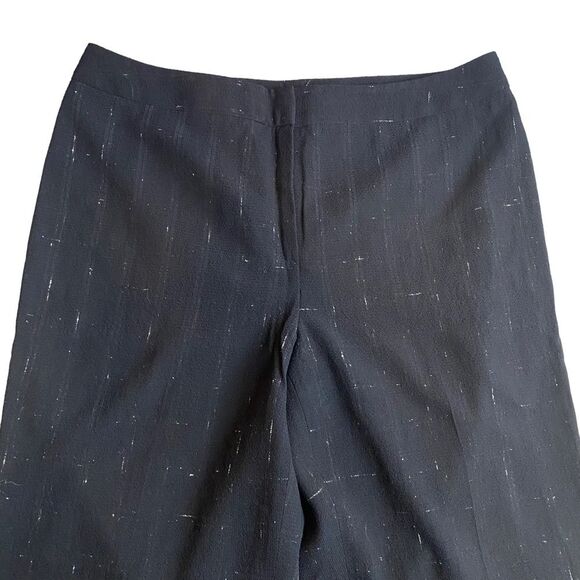 Lafayette 148 Wide Leg Virgin Wool Pant Size 10 Black With White Twill Lines HR - Picture 3 of 9